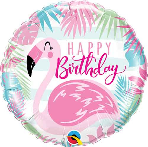 Flamingo Happy Birthday Round