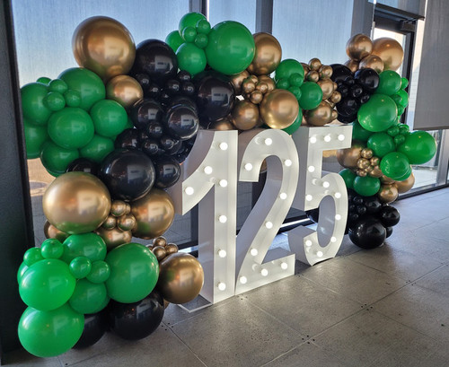 Weyerhaeuser Event - Three Number Lighted Marquee with Organic Garland