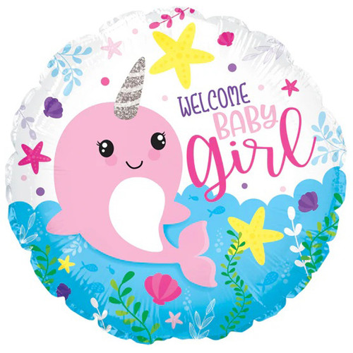 Baby Girl Narwhal Round