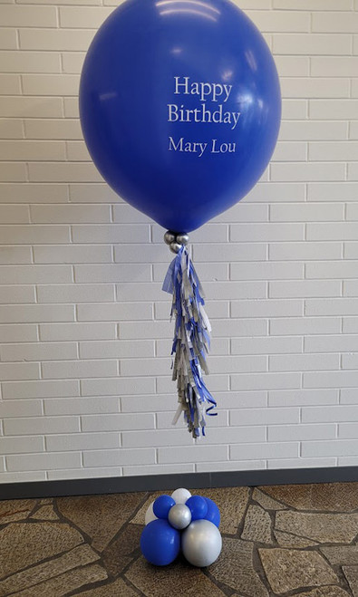 36 inch Latex Balloon with Tassel & Custom Vinyl Lettering