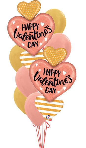 Valentine Rose Gold Heart Trios Bouquet