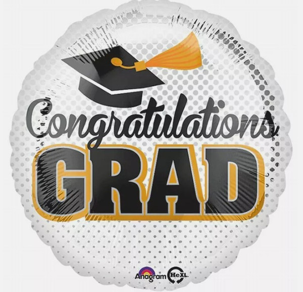 Congratulations Grad Silver Dots Round