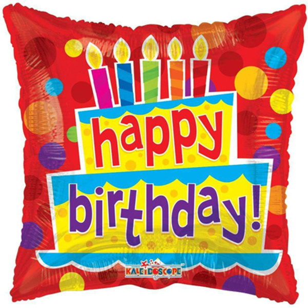 Happy Birthday Cake & Candles Square