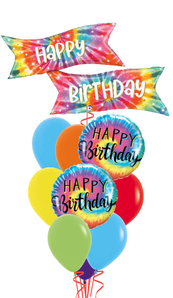Birthday Tie Dye Banner Bouquet