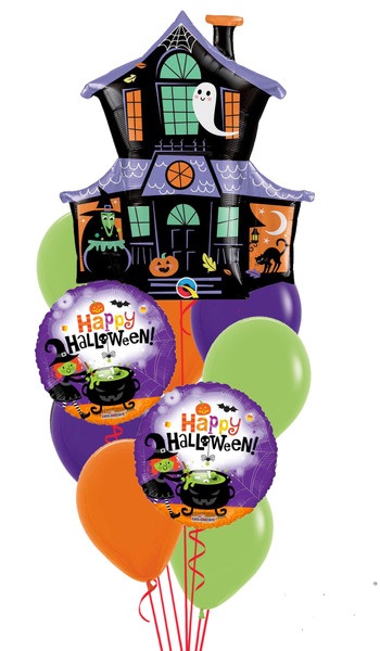 Halloween Haunted House with Pumpkins Bouquet