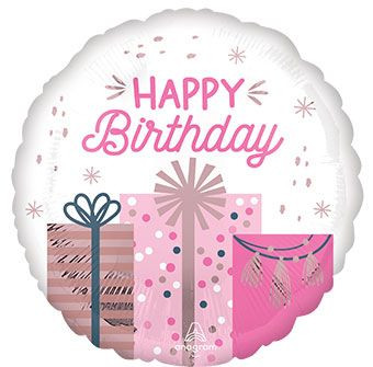 Happy Birthday Pastel Gift Box Round