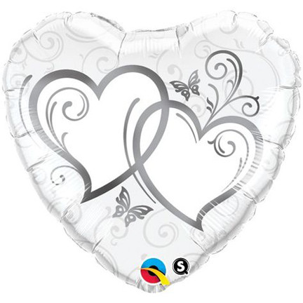 Two Intertwined Silver Hearts