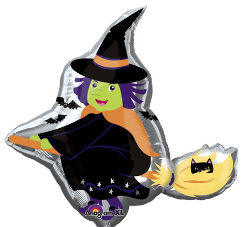Halloween Witch on a Broom Shape