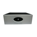 Front of silver Rogue Audio Stereo 100 dark amplifier