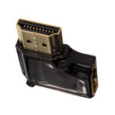 View of the ends of the AudioQuest 90-Degree HDMI Flat Adaptor - Right Angle Narrow Up, Bends Left
