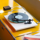 Lifestyle of the Pro-Ject T2 Super Phono Turntable with dustcover in Gloss White with the Sumiko Rainier Cartridge