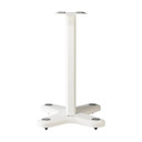 front of white speaker stands