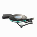 Top angled view of the Rega Planar 8 Turntable in white with a record, No Cartridge, PSU