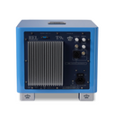 Back of French Racing Blue REL Acoustics T/9x SE Powered Subwoofer