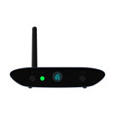 iFi ZEN Air Blue 2 Bluetooth DAC receiver front view showing pairing button and LED codec indicator in midnight blue finish