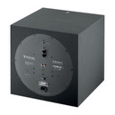Focal SUB 600P subwoofer rear panel showing crossover controls, phase switch, and RCA inputs