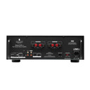 Back of black Parasound NewClassic 2250 v.2 two channel power amplifier