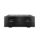 Front of black Vincent Audio SP-332 hybrid stereo amplifier