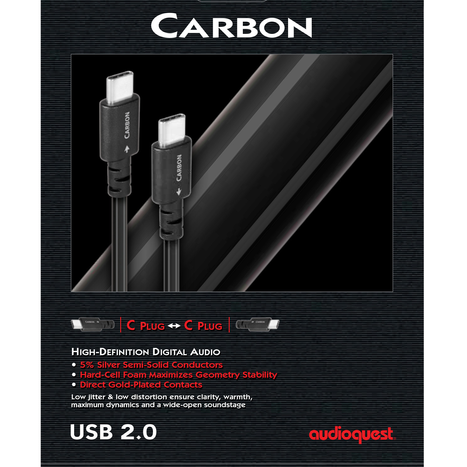 AudioQuest Carbon USB Cable - USB-C to USB-C - 0.75 Meter - Audio