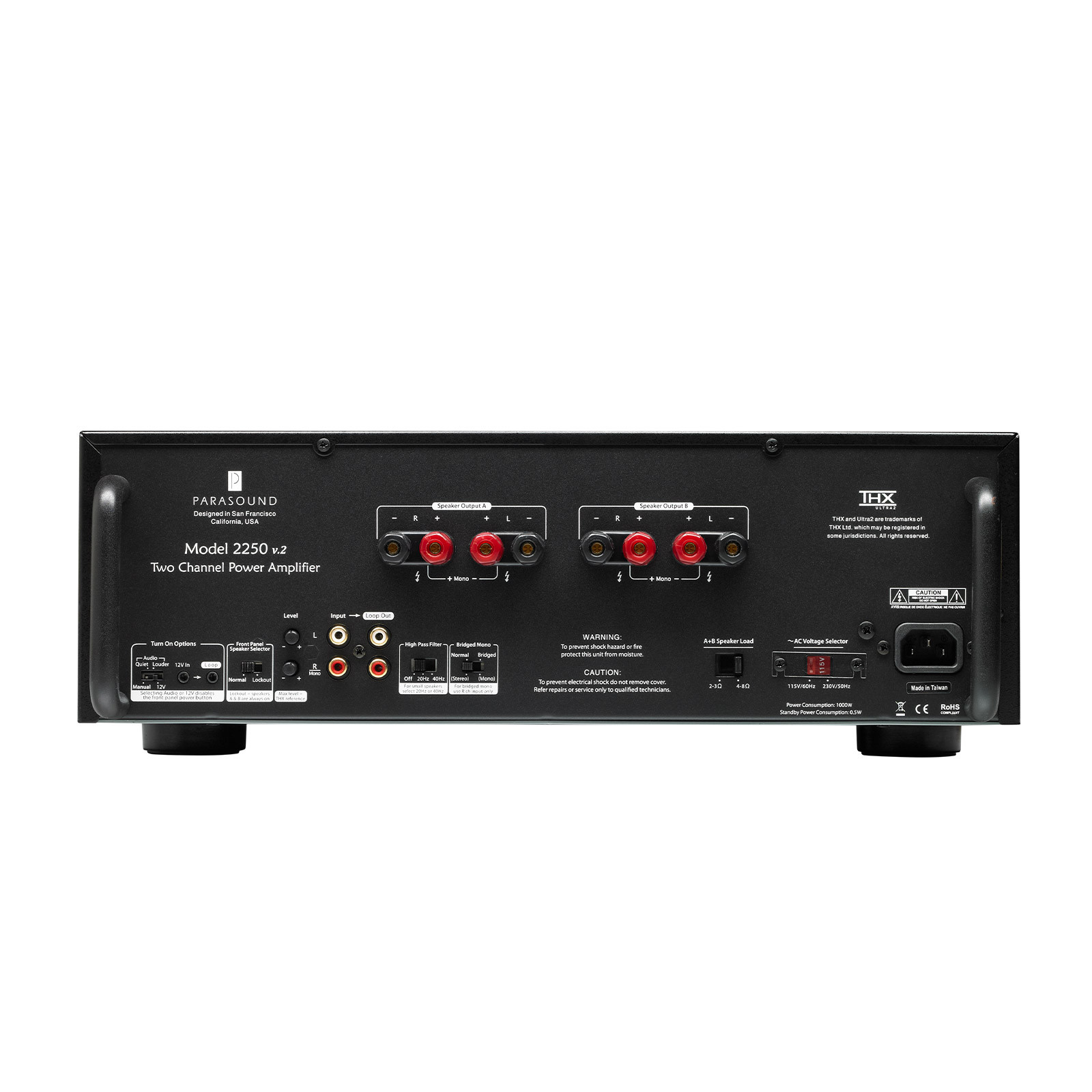 希少パワーアンプBediniClassic100 MonoAmplifiers Parasound NewClassic 2250 v.2 Two Channel Power Amplifier - Black