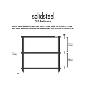 Solidsteel S2-3 Three-Shelf Audio Rack - Black