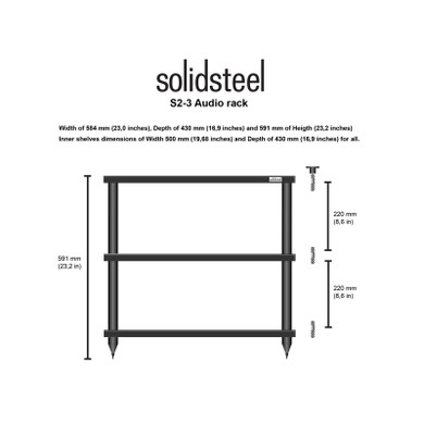 Solidsteel S2-3 Three-Shelf Audio Rack - Black
