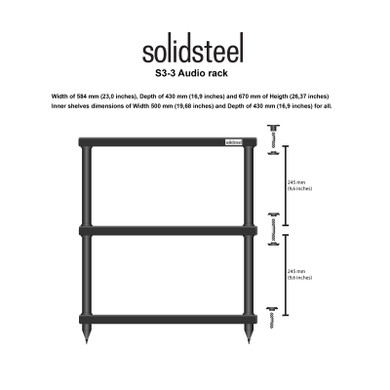 Solidsteel S3-3 Three-Shelf Audio Rack - Walnut