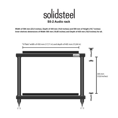 Solidsteel S5-2 Two-Shelf Audio Rack with Isolation Platforms - Black