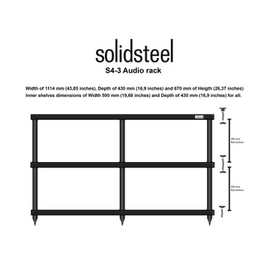 Solidsteel S4-3 Wide Three-Shelf Audio Rack - Black