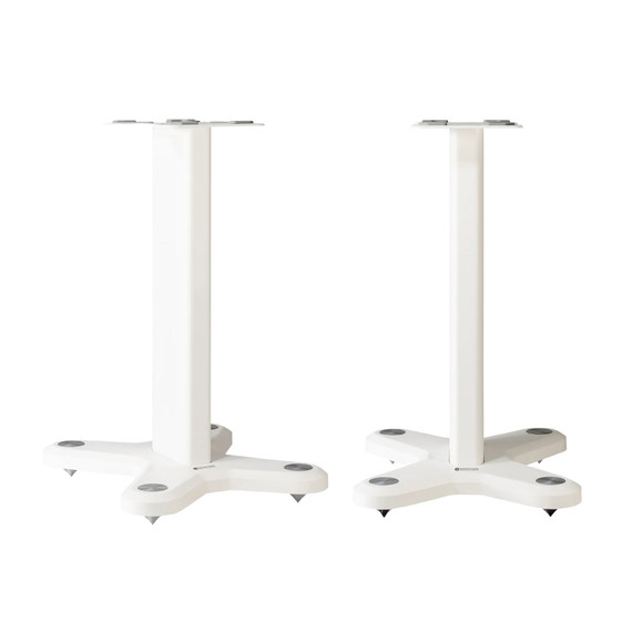 Pair of white speaker stands