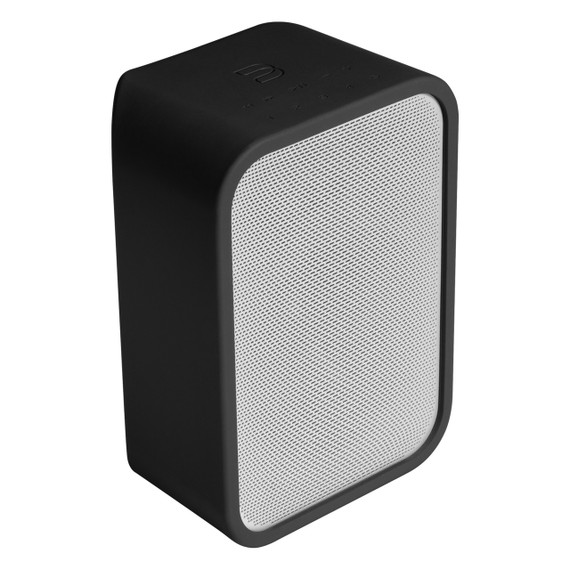 Angle view of black Bluesound PULSE FLEX Skin