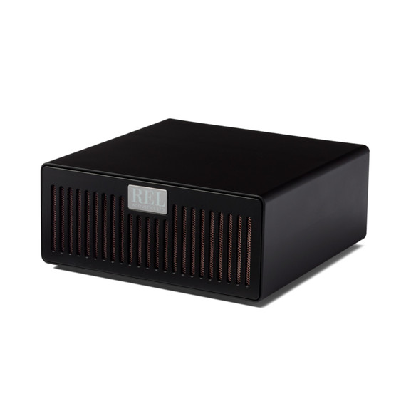 Front angled view of the REL AirShip Wireless Transmitter in Black