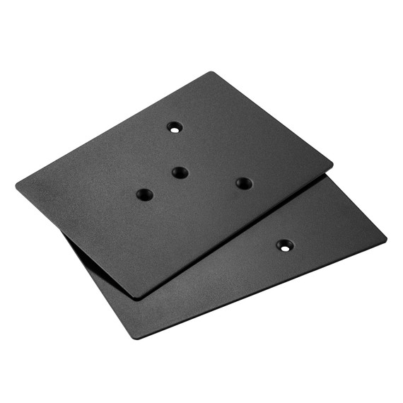 Two black Pangea Audio 6x9-inch steel top plates for Pangea DS100 or LS300 speaker stands