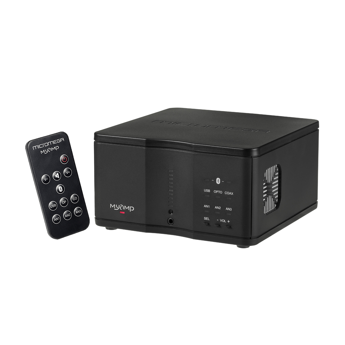 Full display of Micromega MyAmp Amplifier with remote