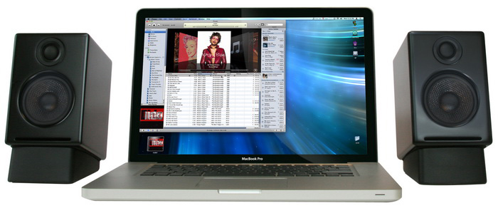 Full display of Audioengine A2+ Desktop Speaker Stands