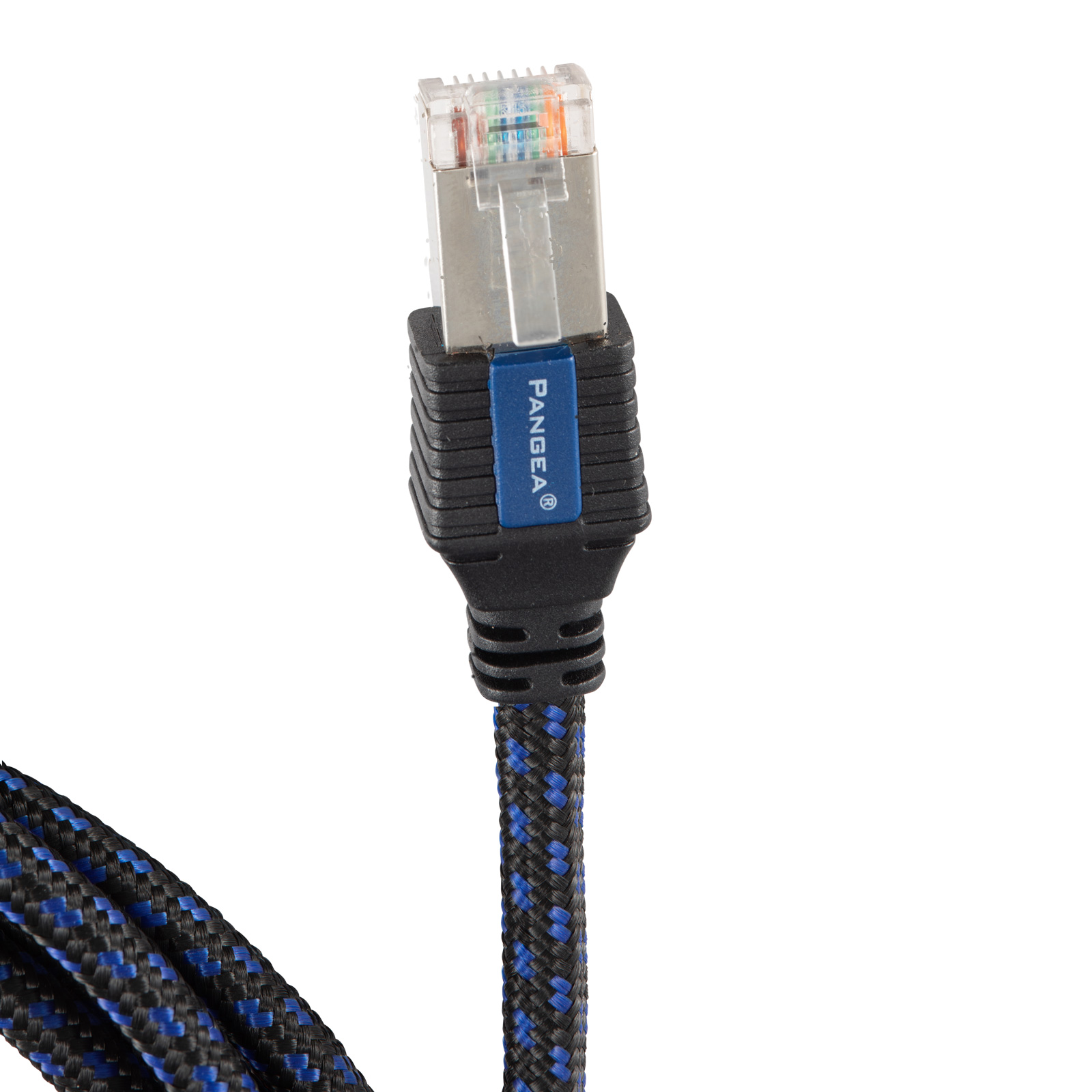 Closeup of coiled Pangea Audio Premier ethernet cable
