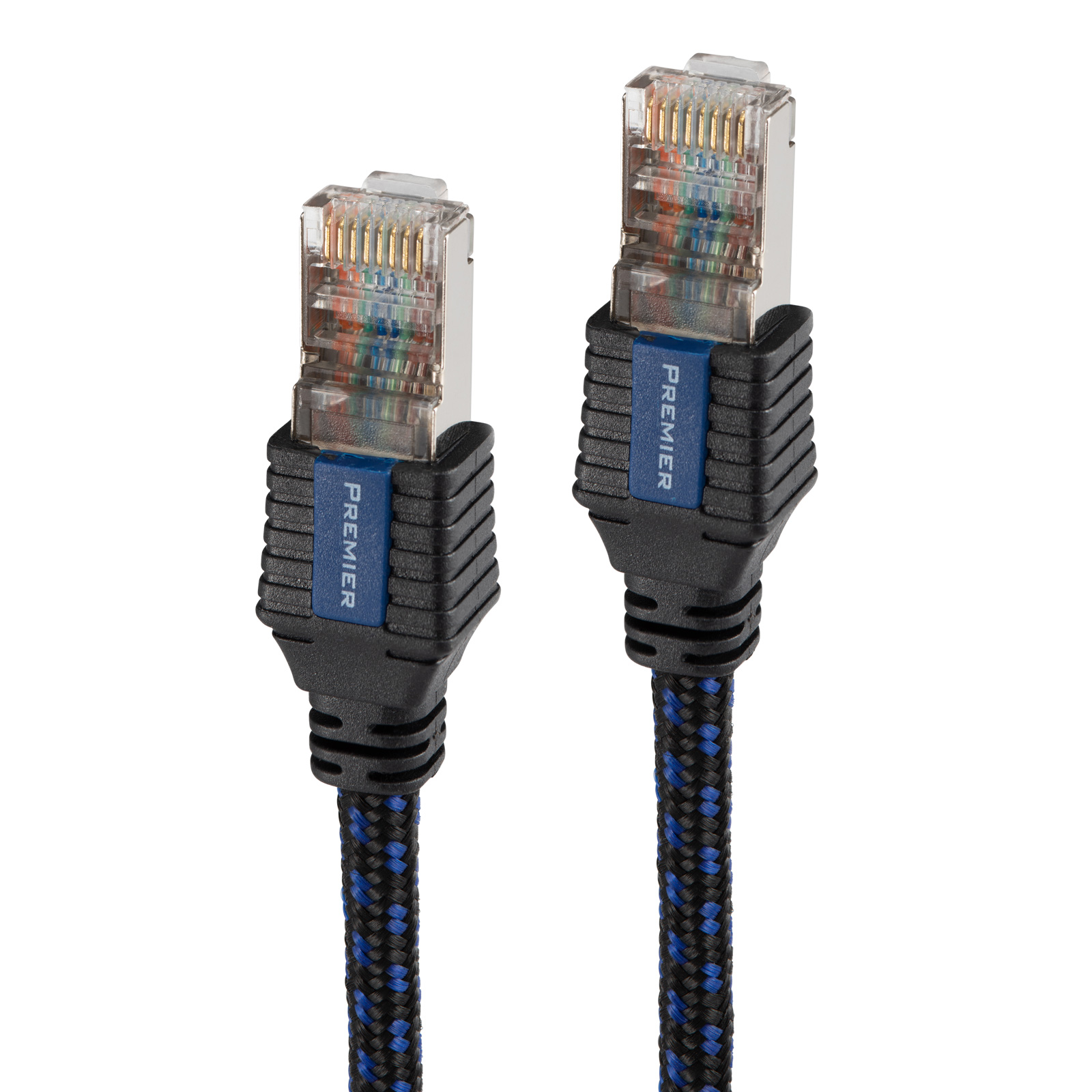 Both ends of the Pangea Audio Premier ethernet cable