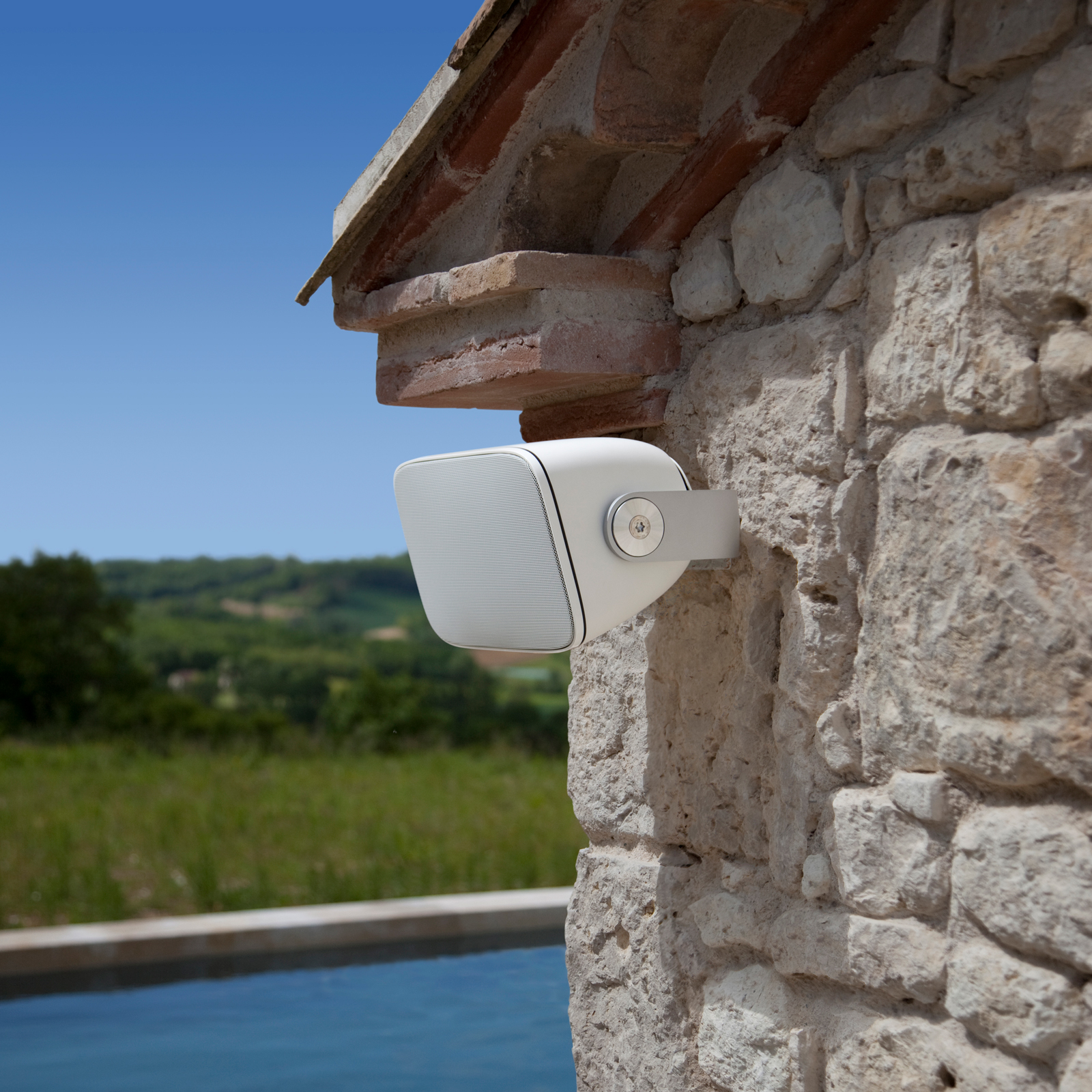 Home display of Bowers & Wilkins AM-1 Outdoor Speakers