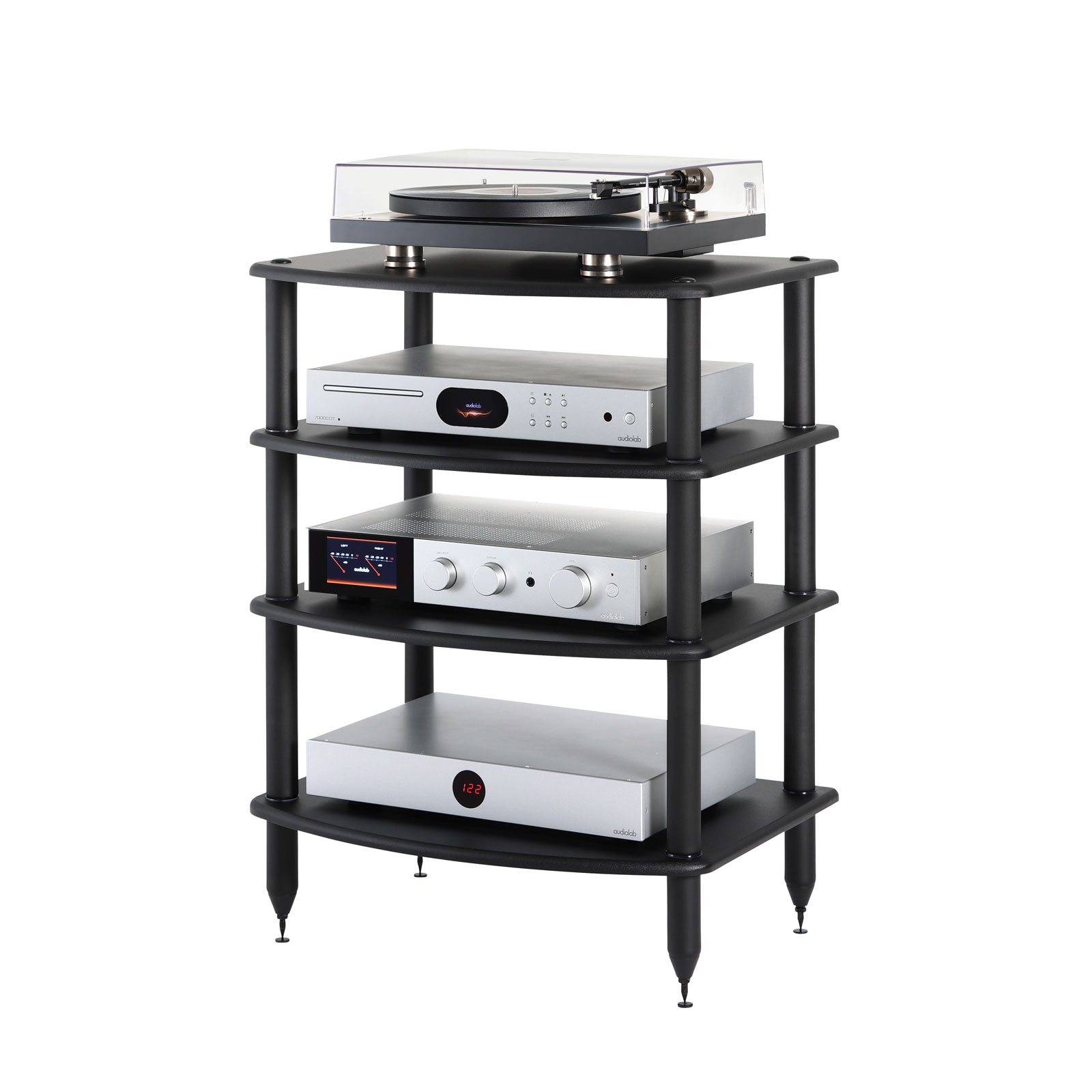 Pangea Audio Vulcan 4-Shelf Audio Rack - Black Shelves