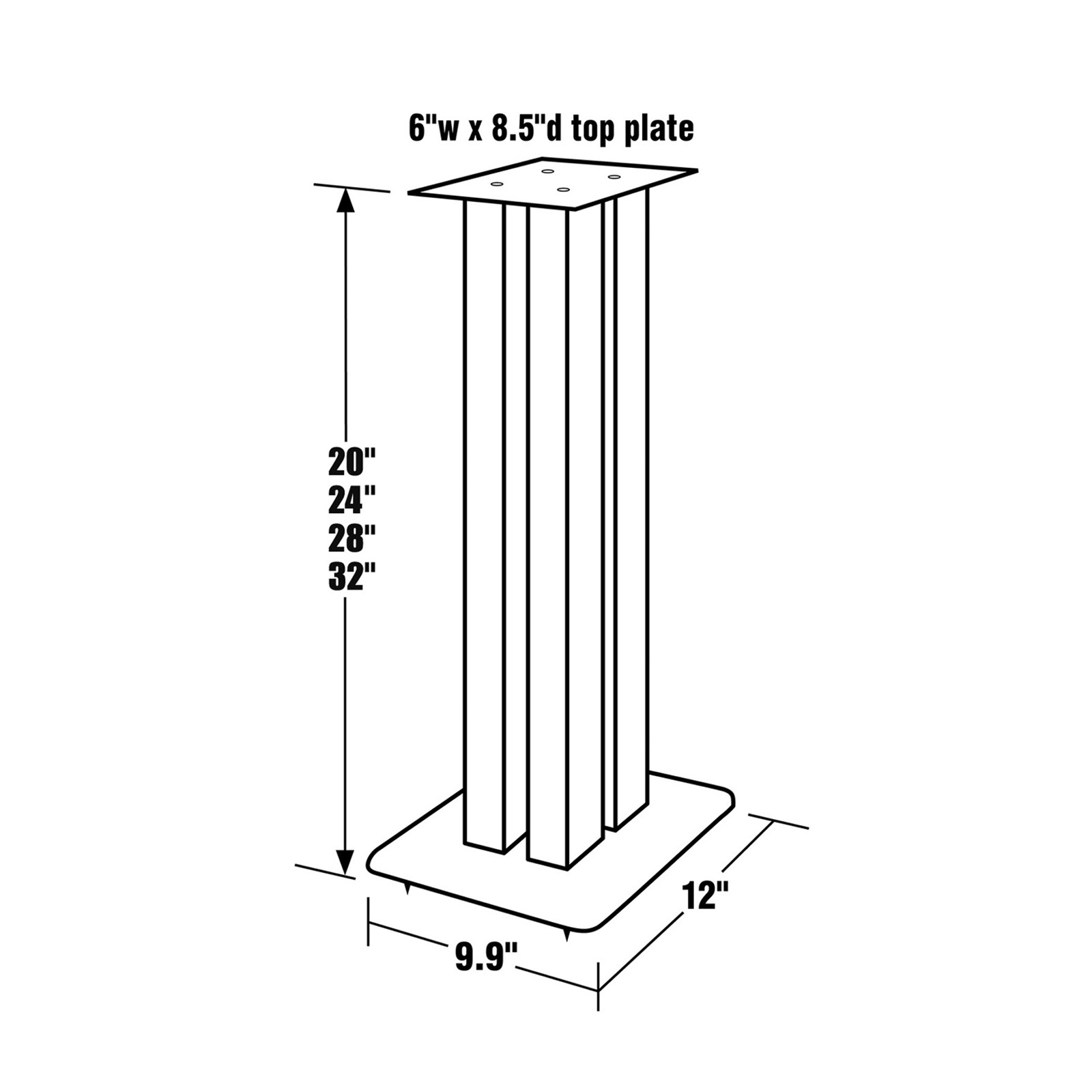 Diagram of Pangea Audio DS400 Heavy Duty Speaker Stands