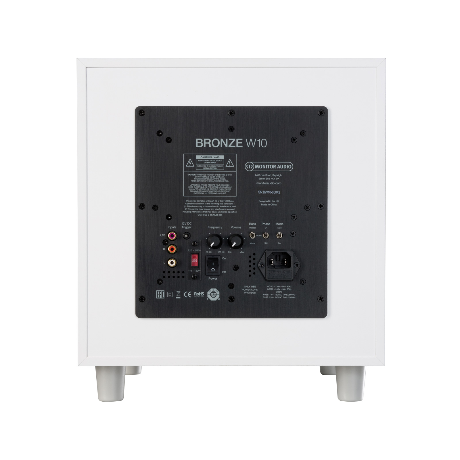 Back of Monitor Audio Bronze W10 6G Subwoofer