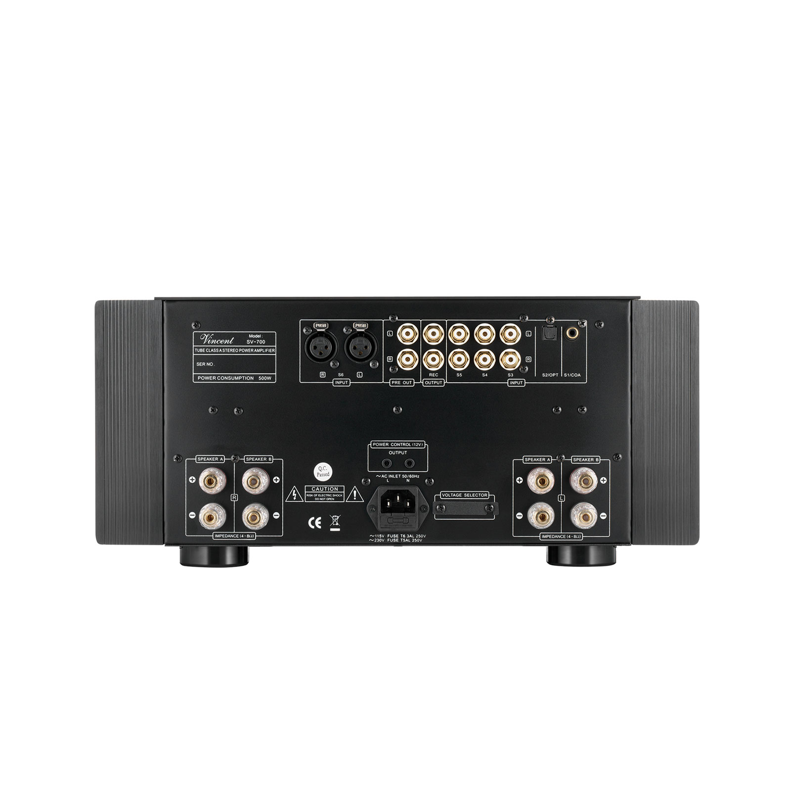 Back of Vincent Audio SV700 - Integrated Amplifier Silver