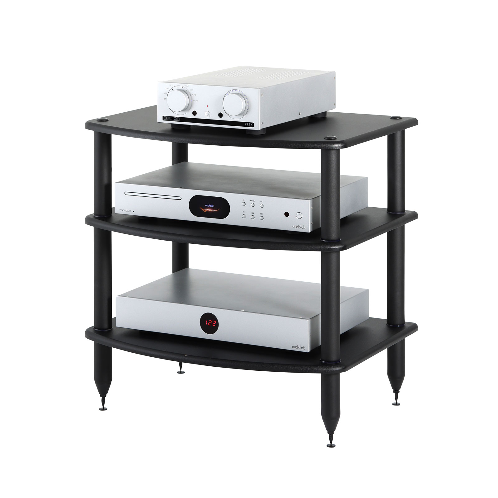 Pangea Audio Vulcan 3-Shelf Audio Rack - Black Shelves