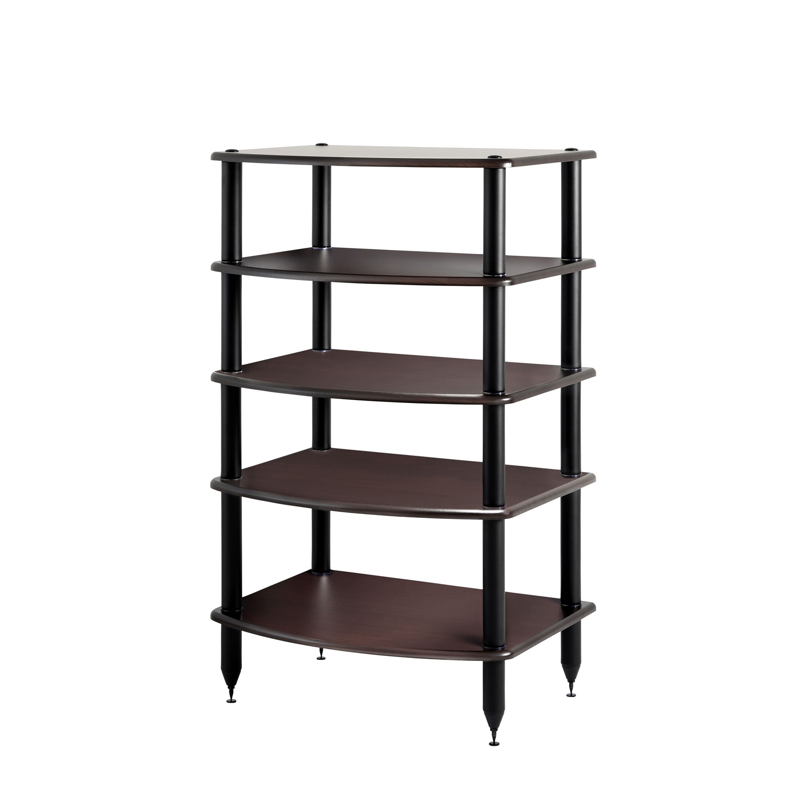 Pangea Audio Vulcan 5 Shelf Rack - Espresso with Black Posts
