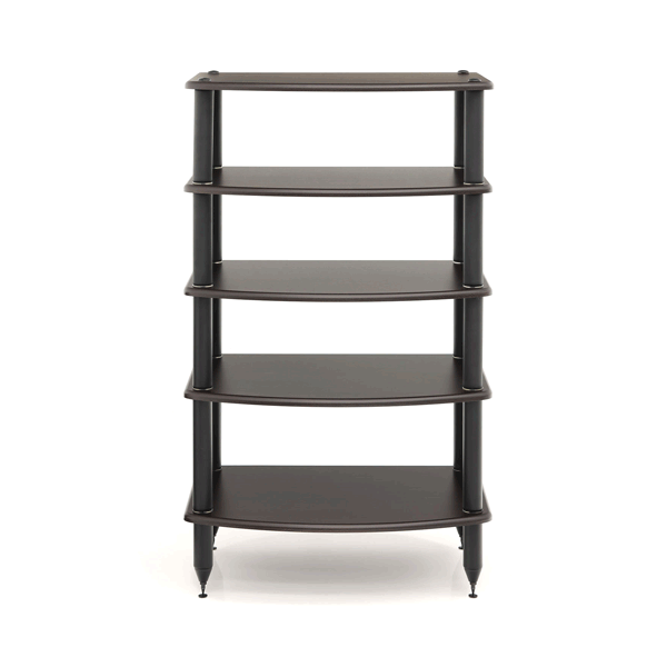 Pangea Audio Vulcan 5 Shelf Rack - Espresso with Black Posts