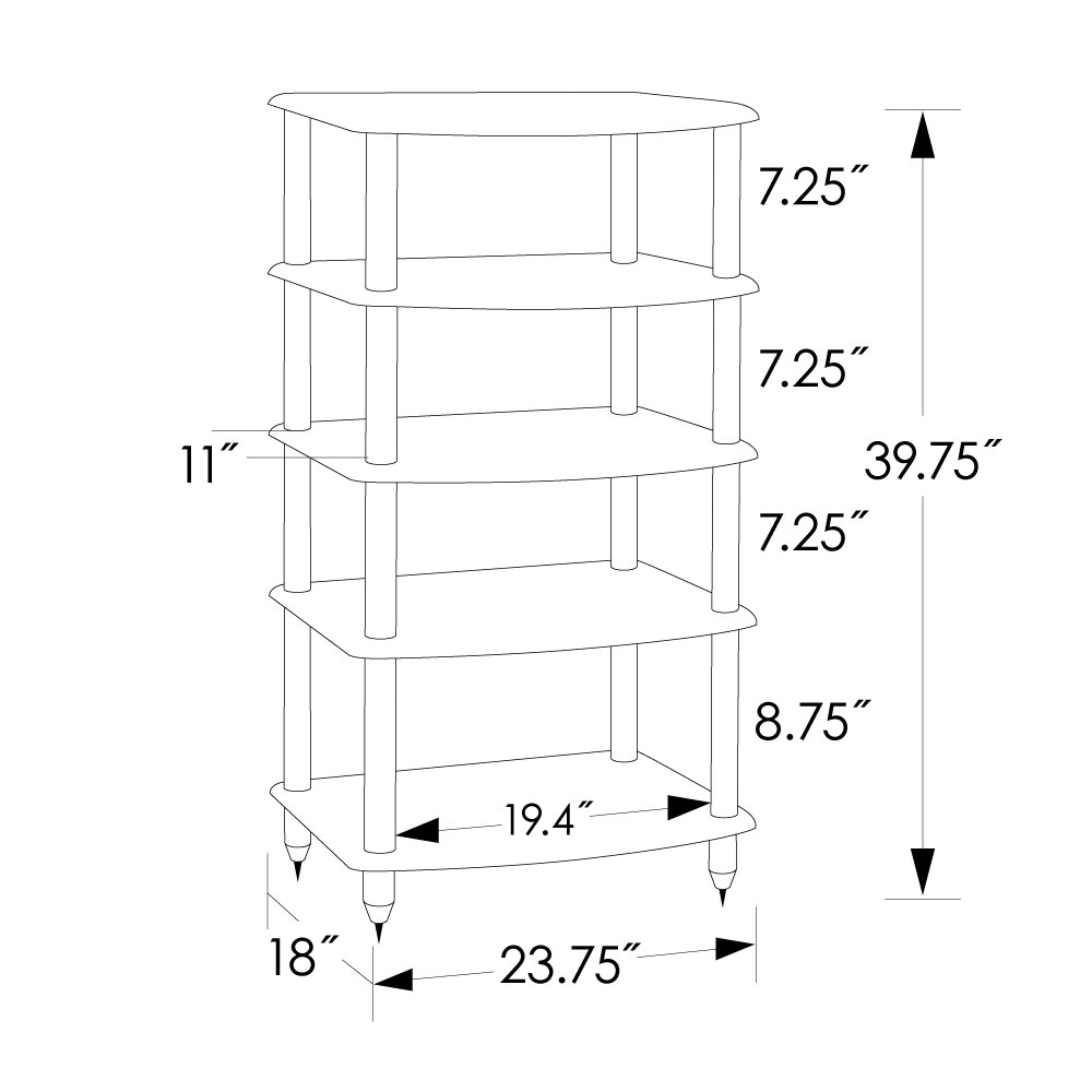 Pangea Audio Vulcan 5 Shelf Rack - Espresso with Black Posts