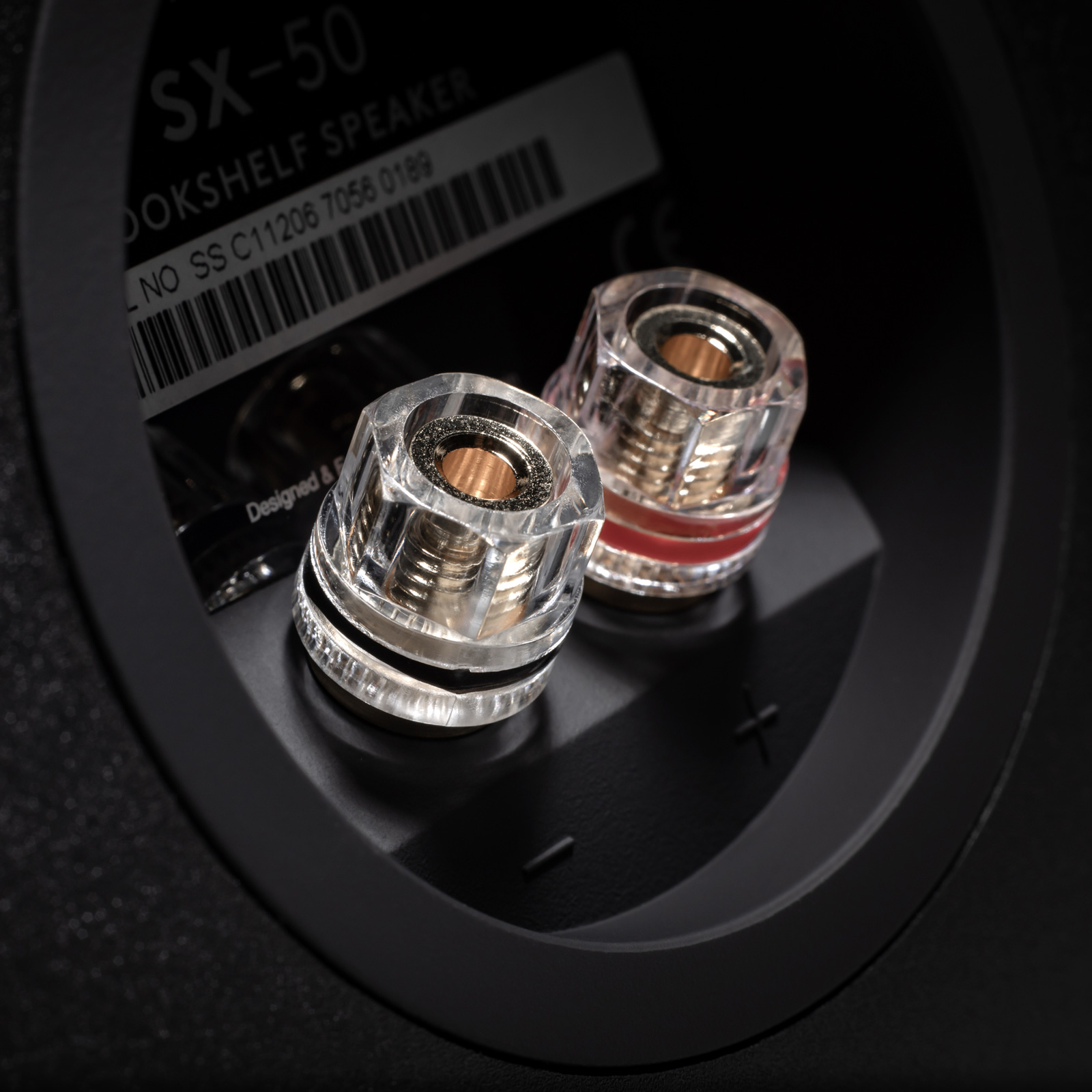 Terminals of Cambridge Audio SX-50 Bookshelf Speakers