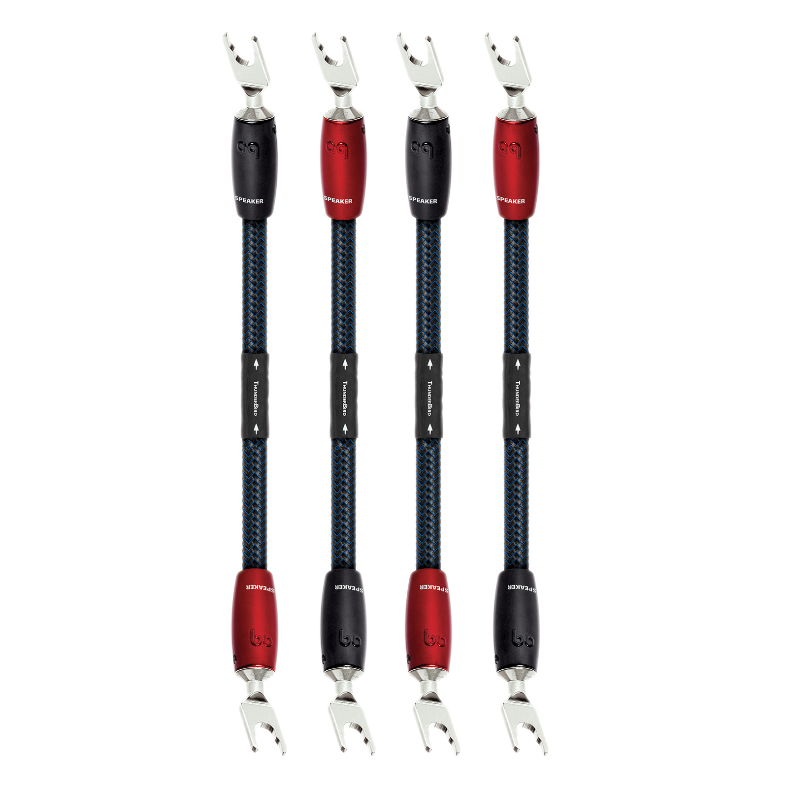 Full display of AudioQuest ThunderBird Bi-Wire Speaker Cable Jumpers