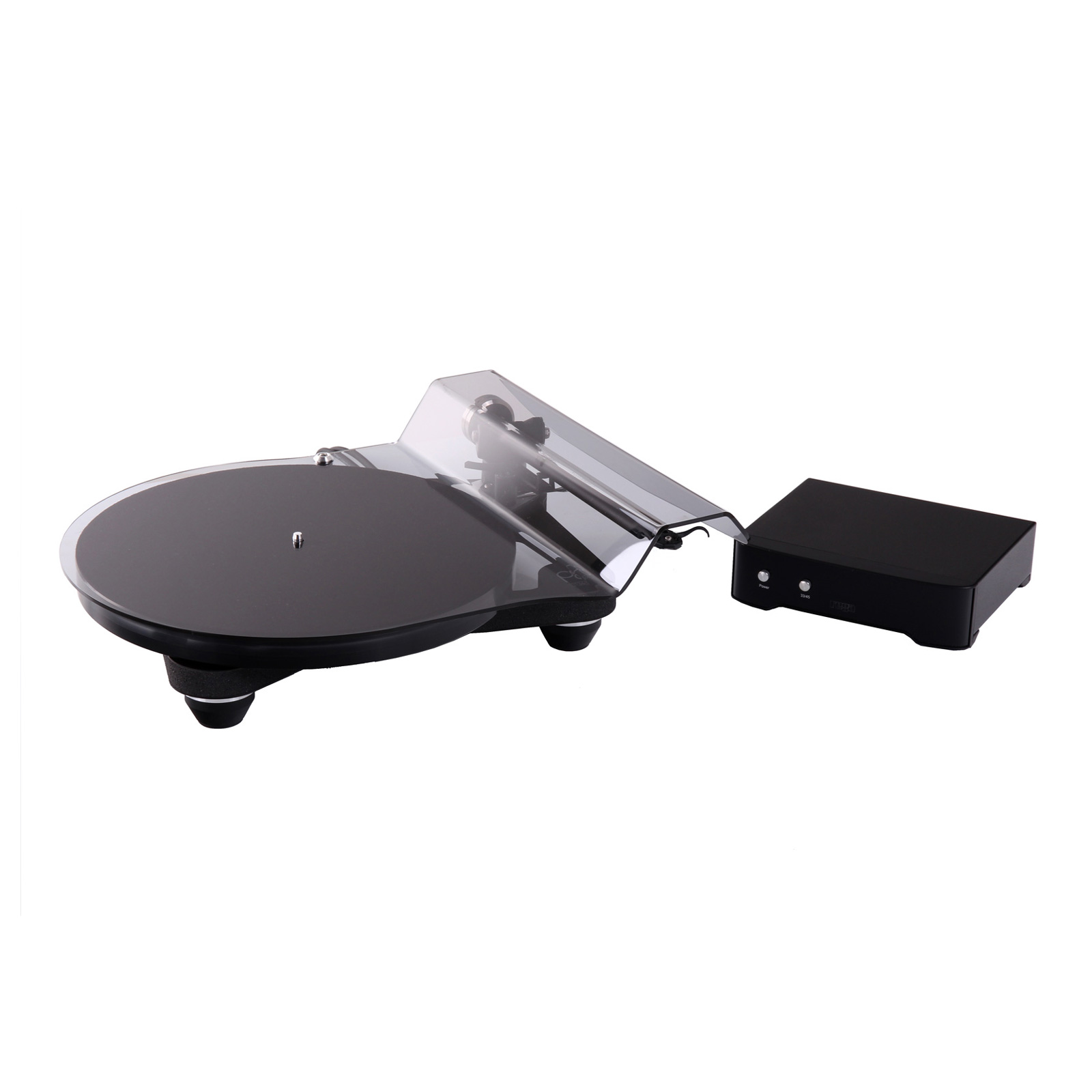 Angled view of the Rega Planar 8 turntable and Neo PSU