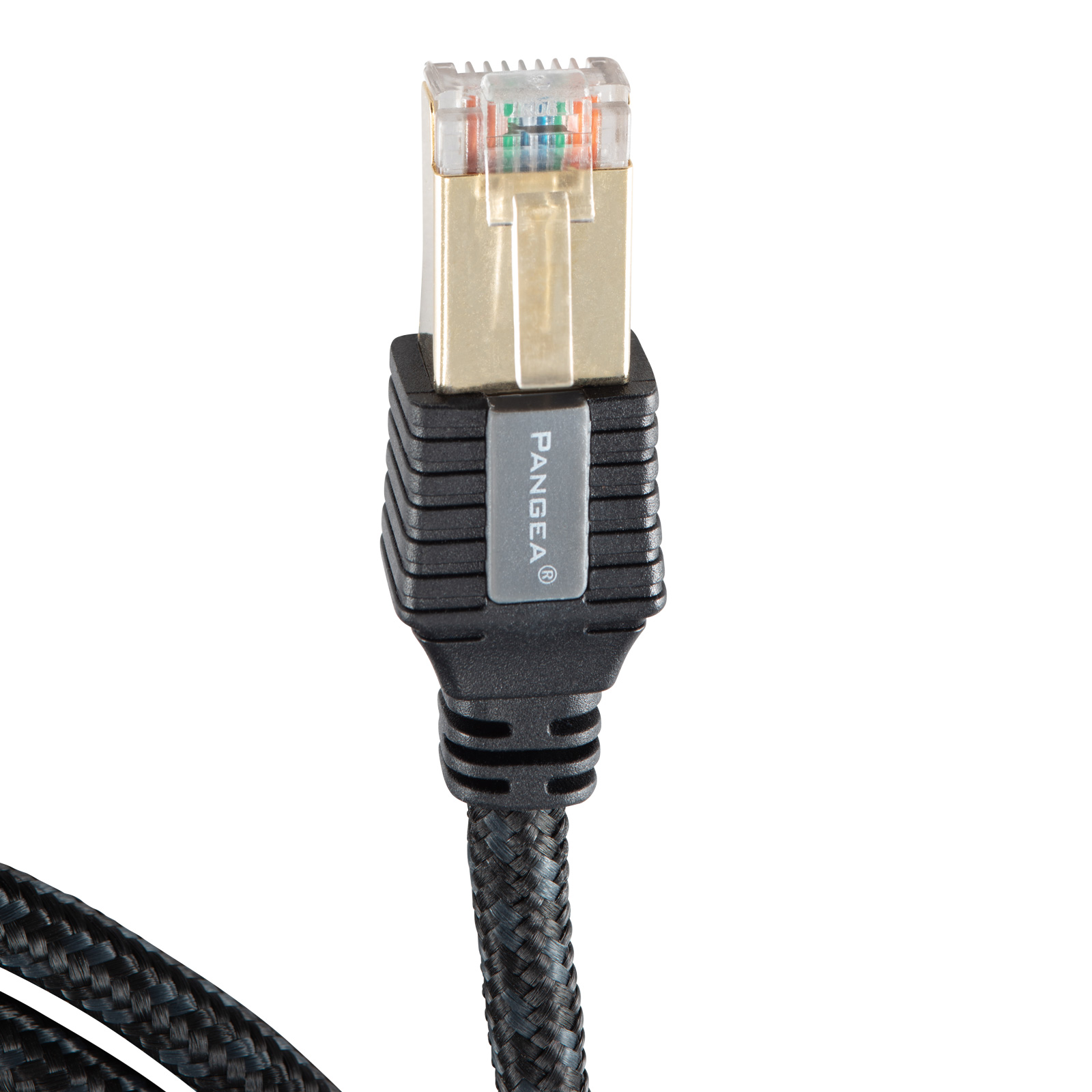 Closeup of ethernet end of Pangea Audio Premier SE ethernet cable